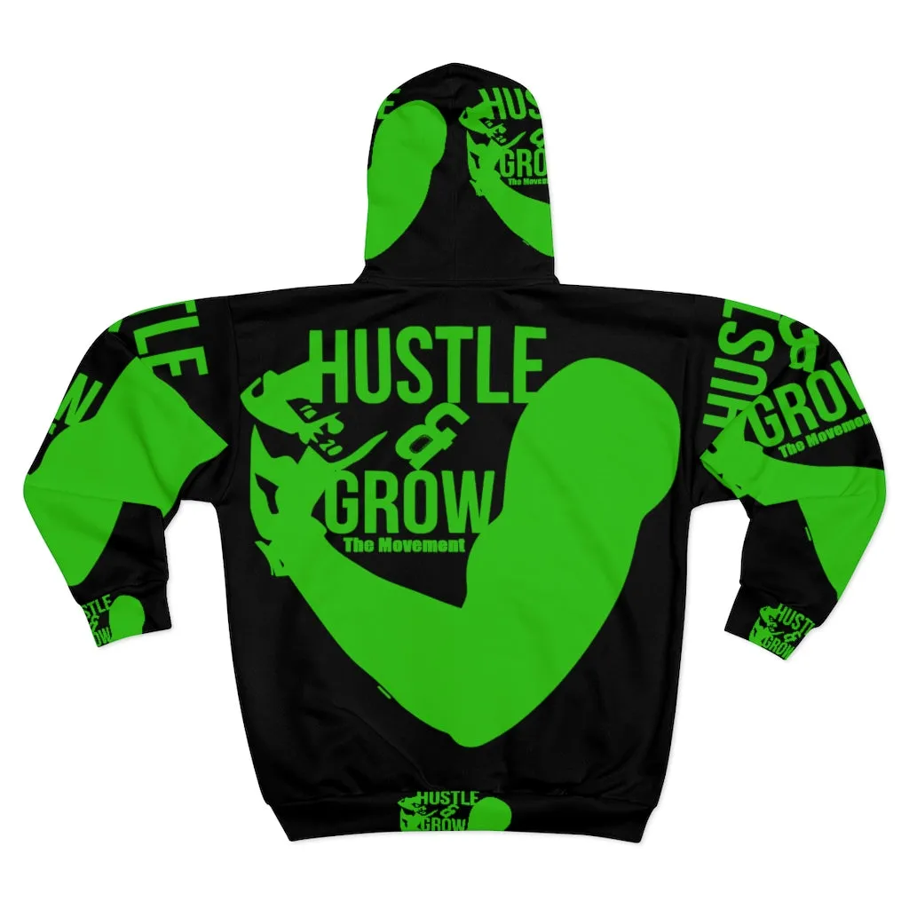 Hustle & Grow Zip Hoodie (Blk/Grn)