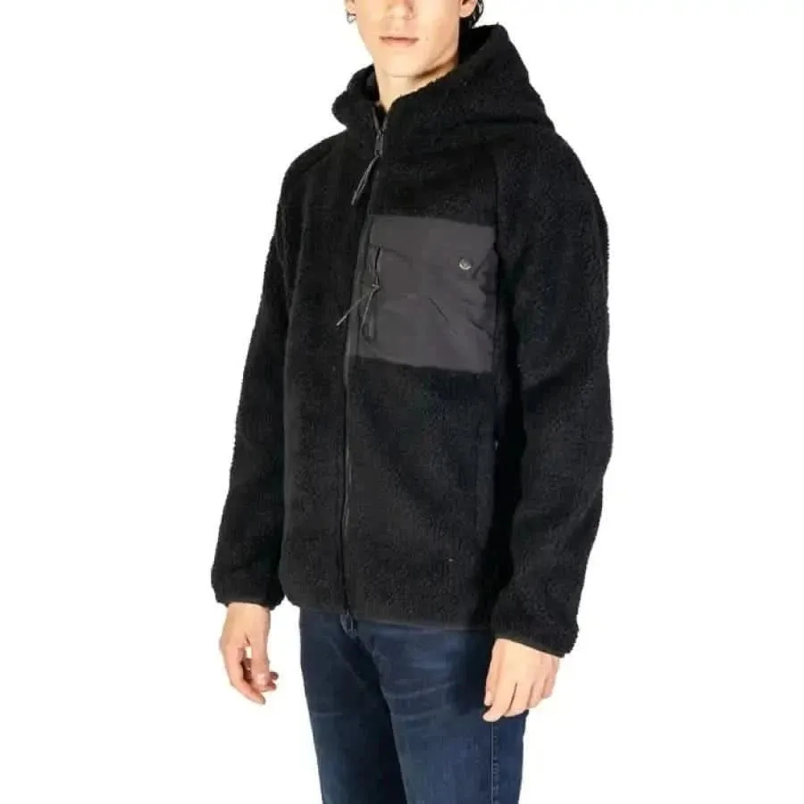 Hydra Clothing Men's Black Hooded Turtleneck Jacket