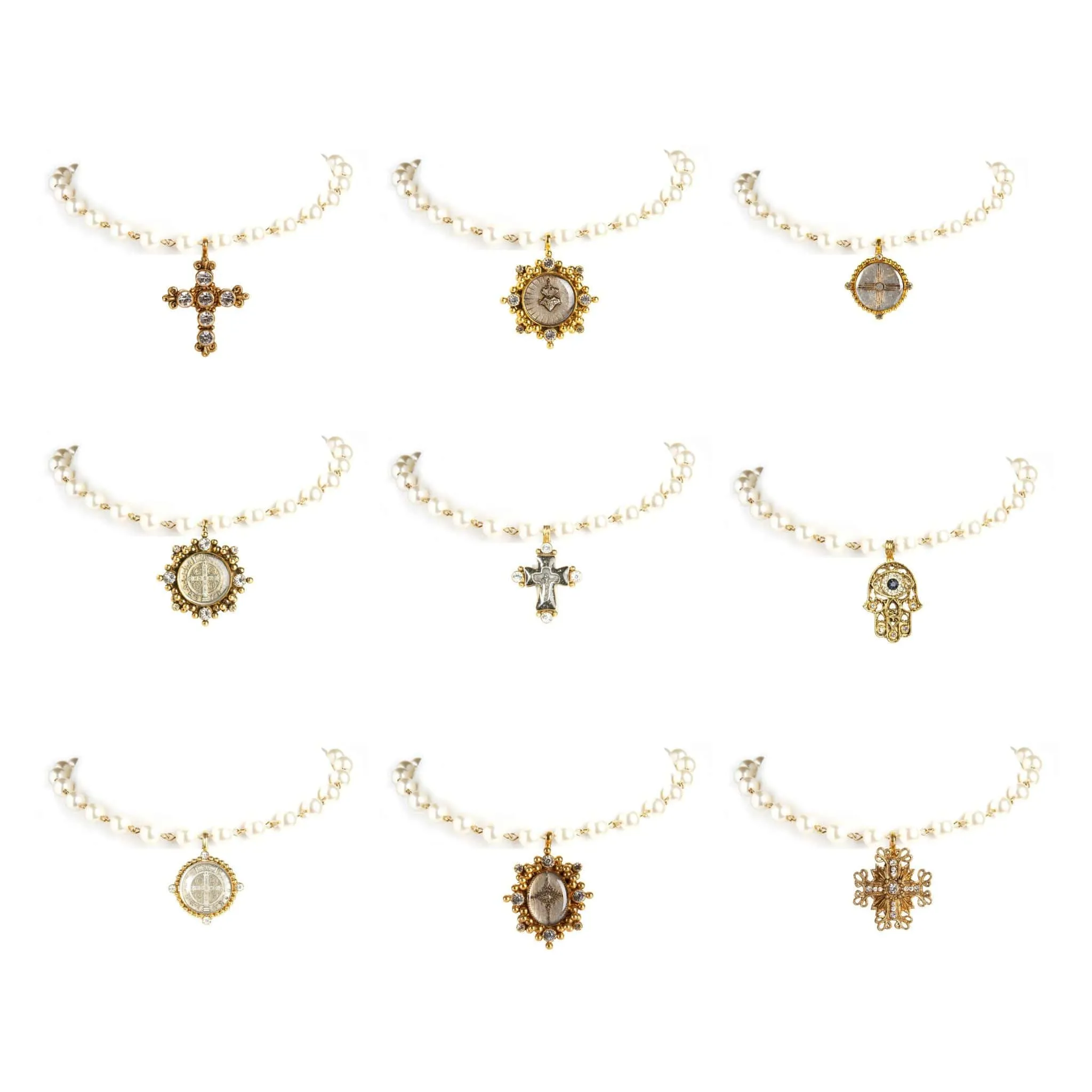 Iconic 6mm Cream Pearl Choker with Medallions