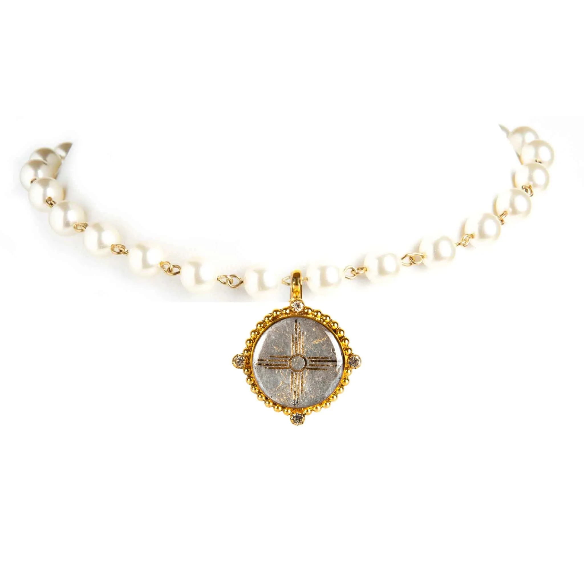 Iconic 6mm Cream Pearl Choker with Medallions