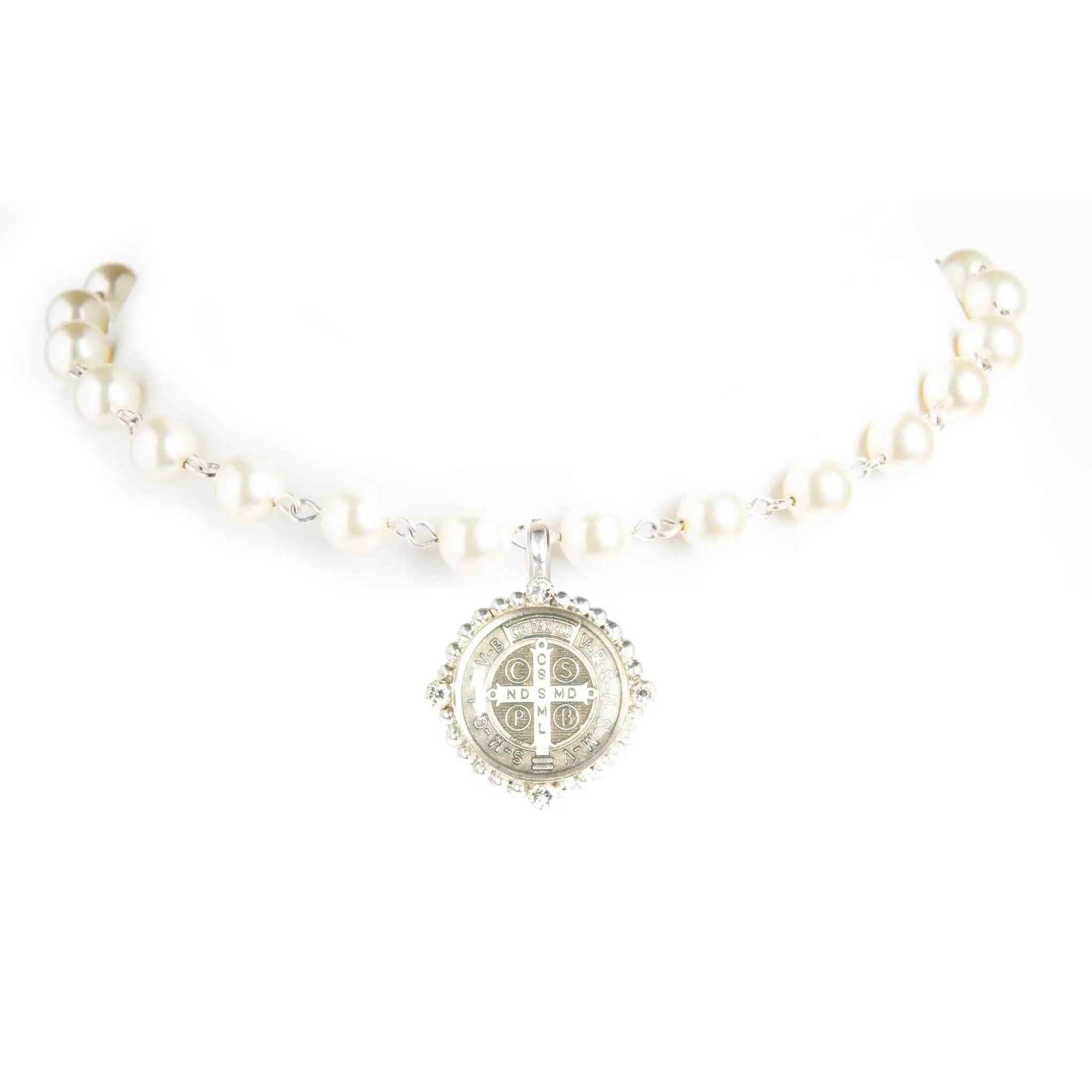 Iconic 6mm Cream Pearl Choker with Medallions