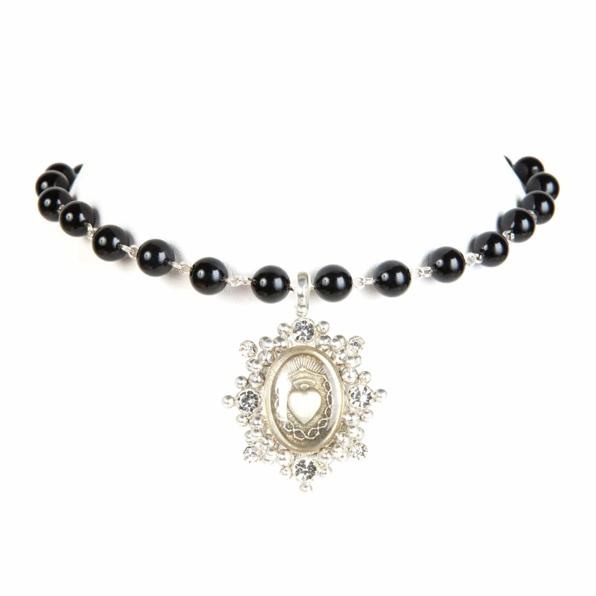 Iconic 6mm Mystic Black Pearl Choker with Medallions