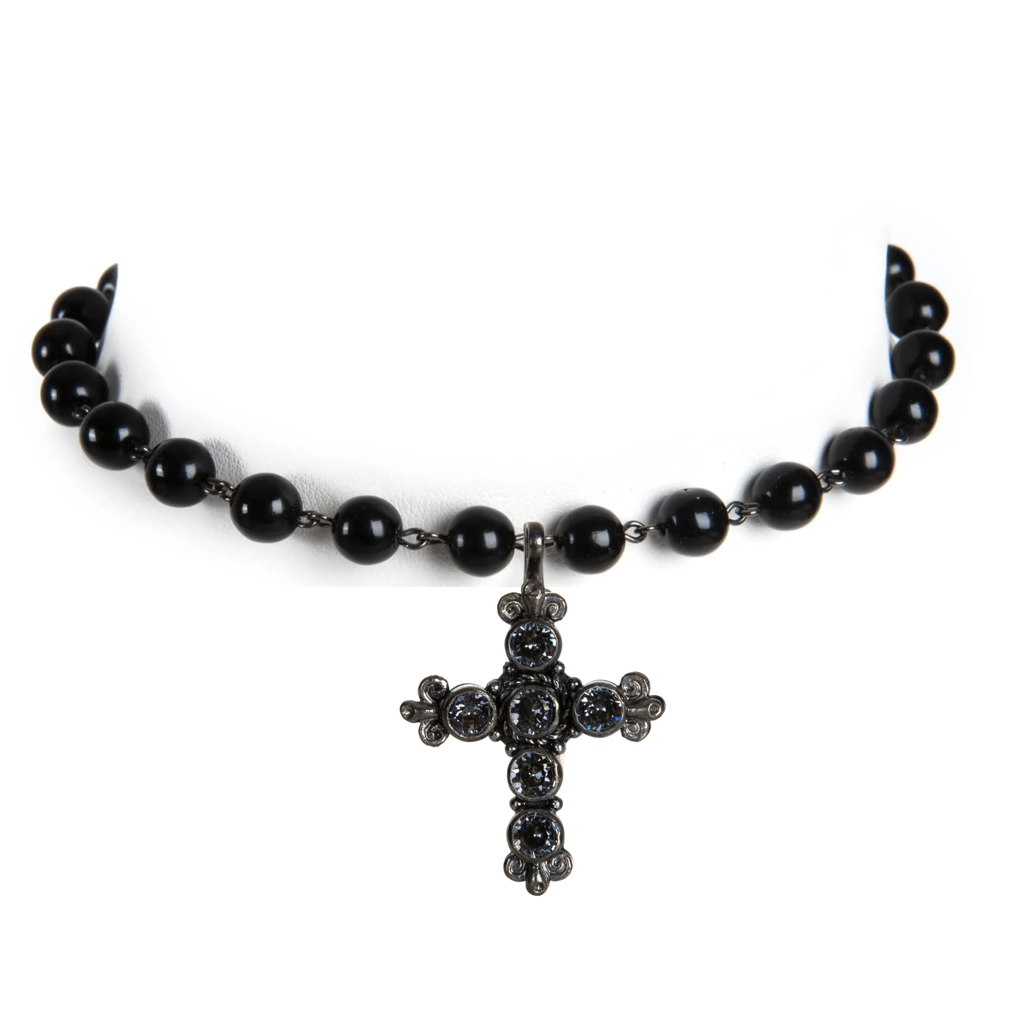 Iconic 6mm Mystic Black Pearl Choker with Medallions