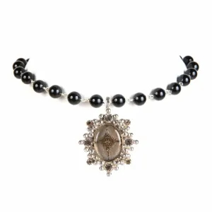 Iconic 6mm Mystic Black Pearl Choker with Medallions