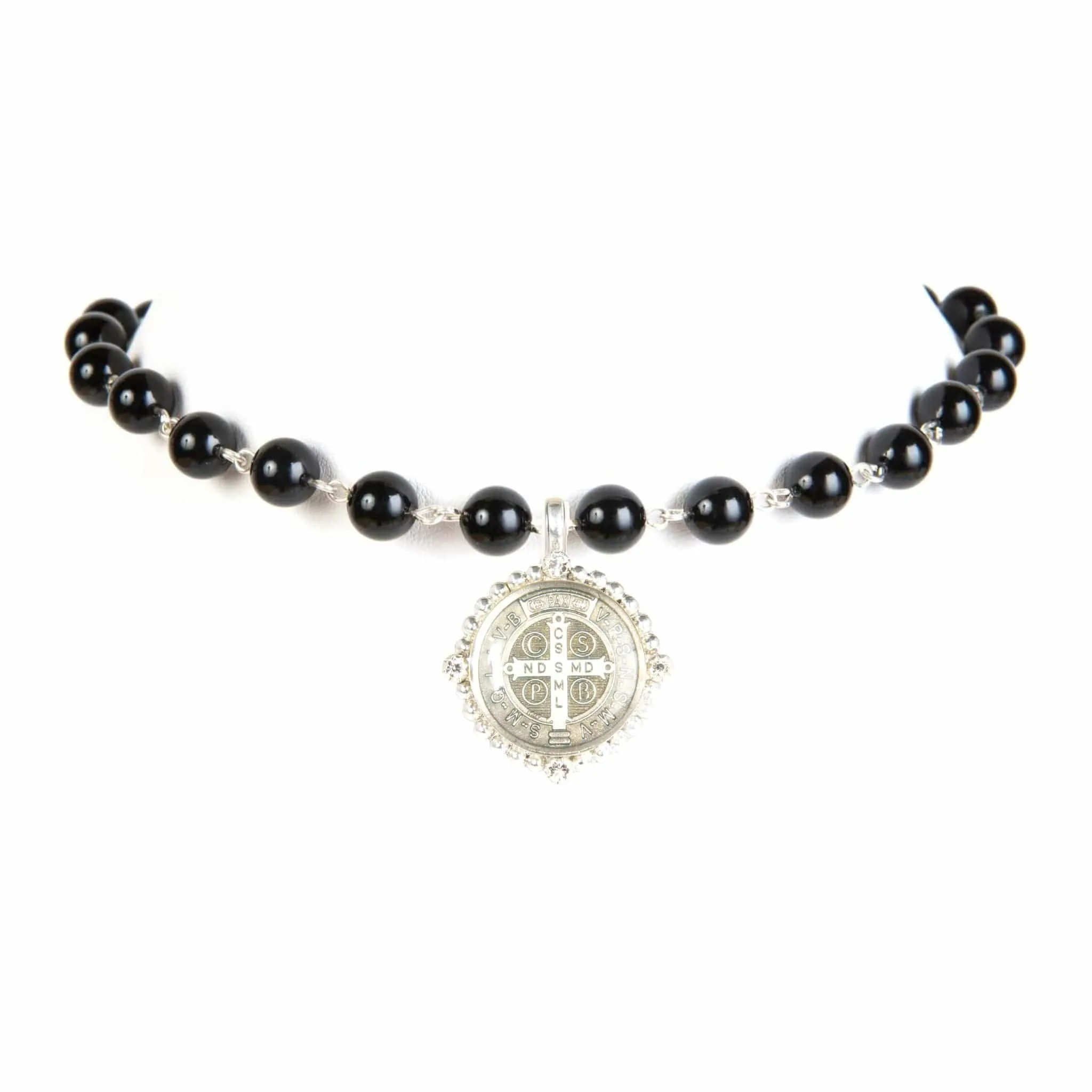 Iconic 6mm Mystic Black Pearl Choker with Medallions