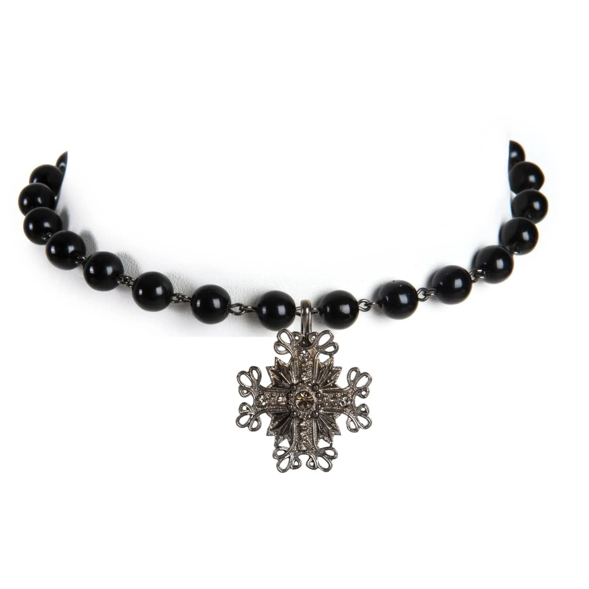 Iconic 6mm Mystic Black Pearl Choker with Medallions