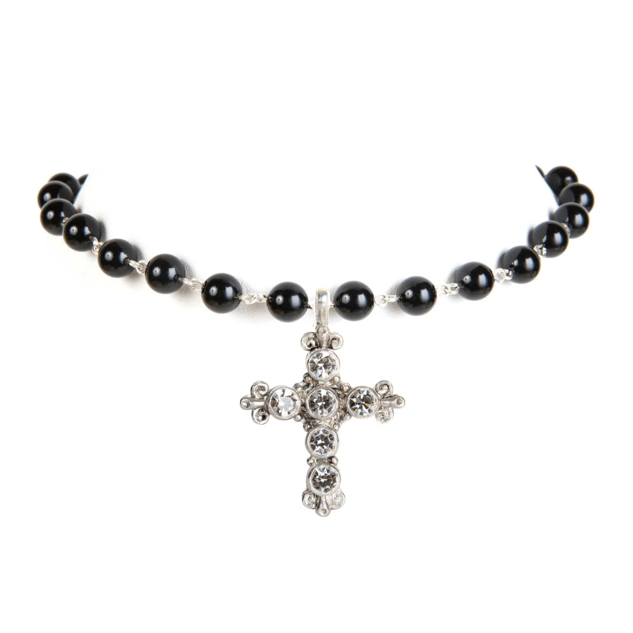 Iconic 6mm Mystic Black Pearl Choker with Medallions