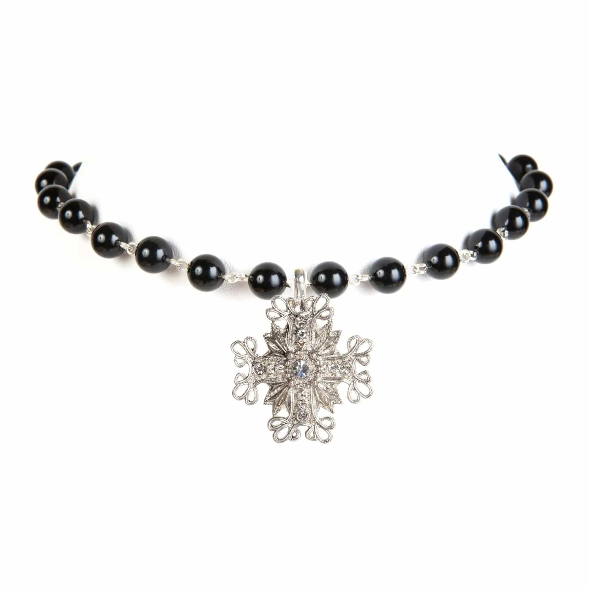 Iconic 6mm Mystic Black Pearl Choker with Medallions