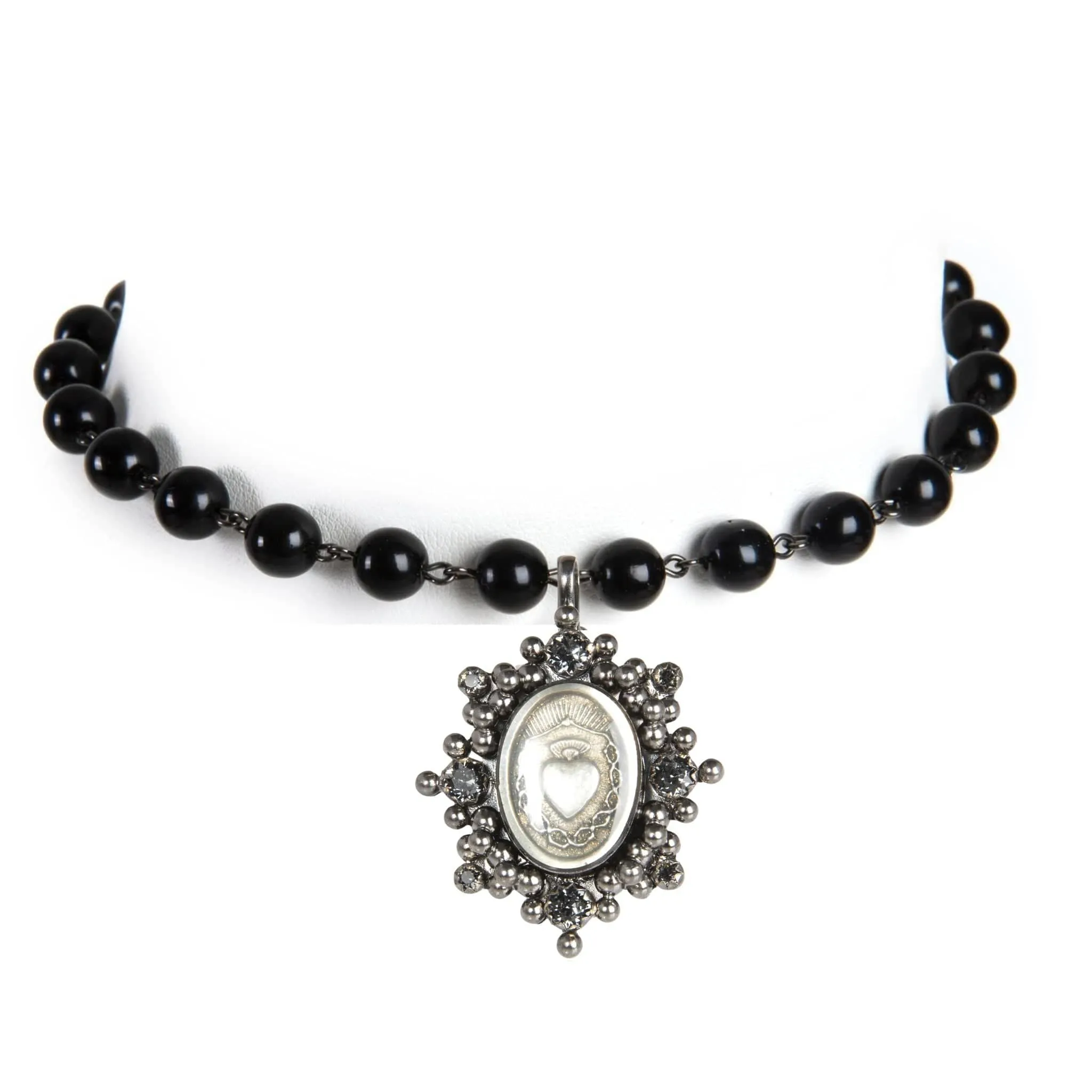 Iconic 6mm Mystic Black Pearl Choker with Medallions