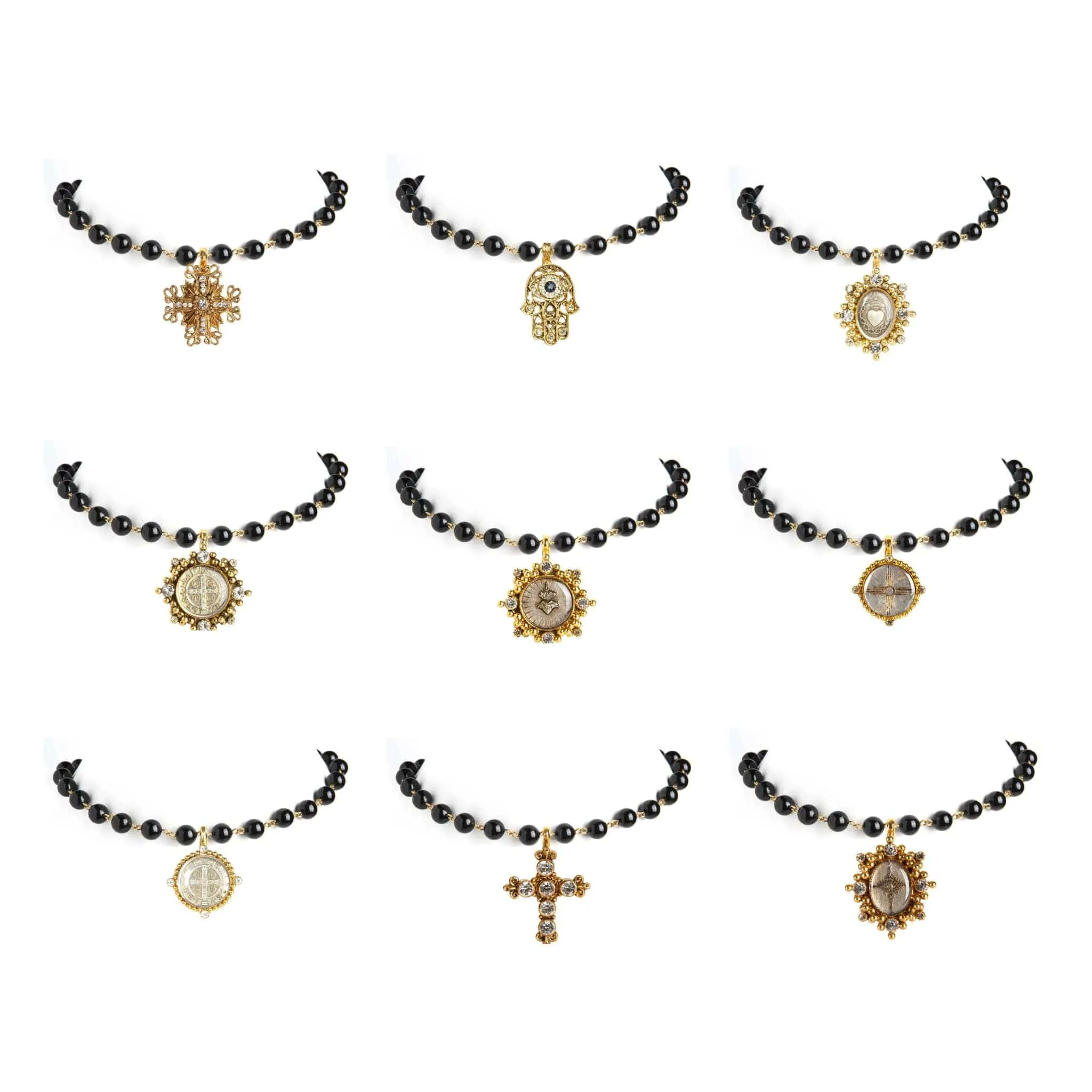 Iconic 6mm Mystic Black Pearl Choker with Medallions