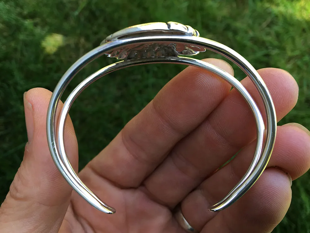 Indian Chief Head Cuff Bracelet Sterling Silver