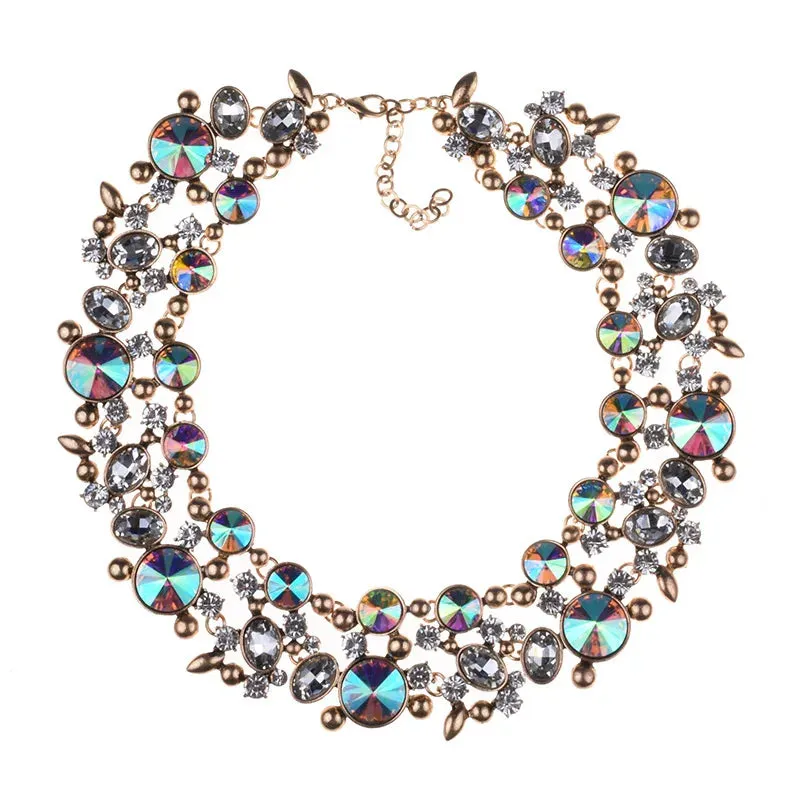 Indian Statement Large Collar Choker Necklace Women Crystal Rhinestone Vintage Maxi Chunky Big Bib Necklace Jewelry Accessories