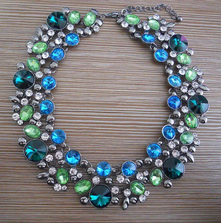 Indian Statement Large Collar Choker Necklace Women Crystal Rhinestone Vintage Maxi Chunky Big Bib Necklace Jewelry Accessories