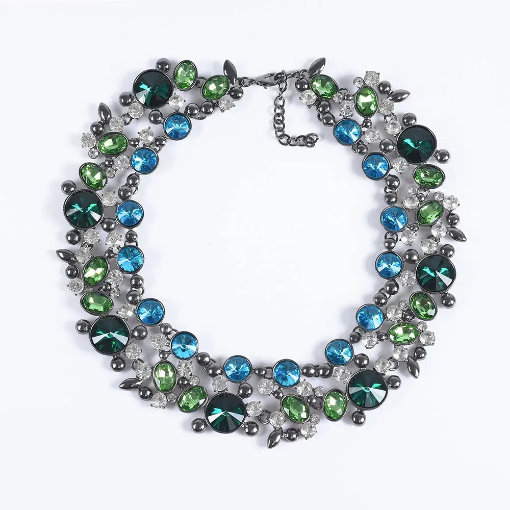 Indian Statement Large Collar Choker Necklace Women Crystal Rhinestone Vintage Maxi Chunky Big Bib Necklace Jewelry Accessories