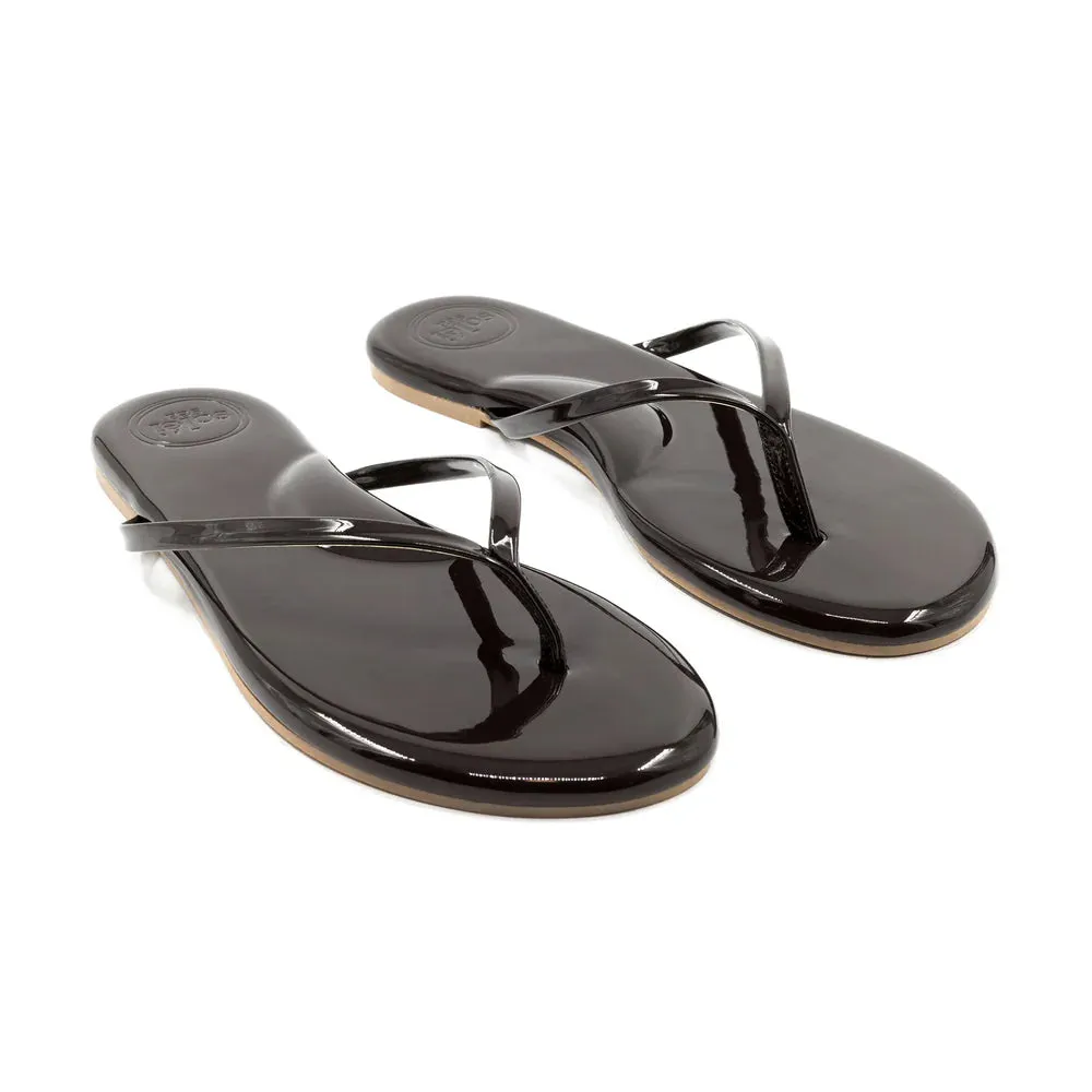 Indie Sandal in Walnut Patent Vegan Leather