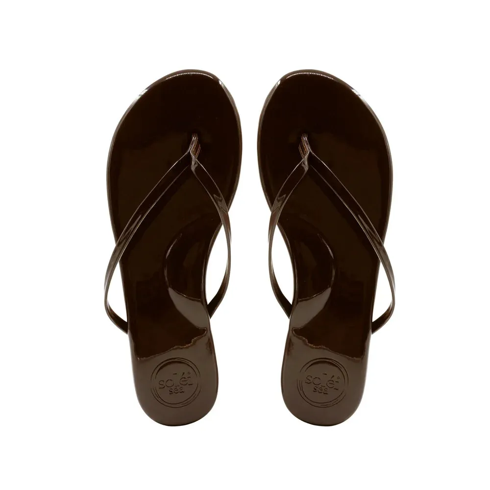 Indie Sandal in Walnut Patent Vegan Leather
