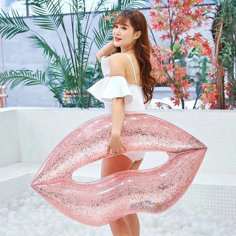 Inflatable Glitter Lipstick Style Pool Beach Swimming Float