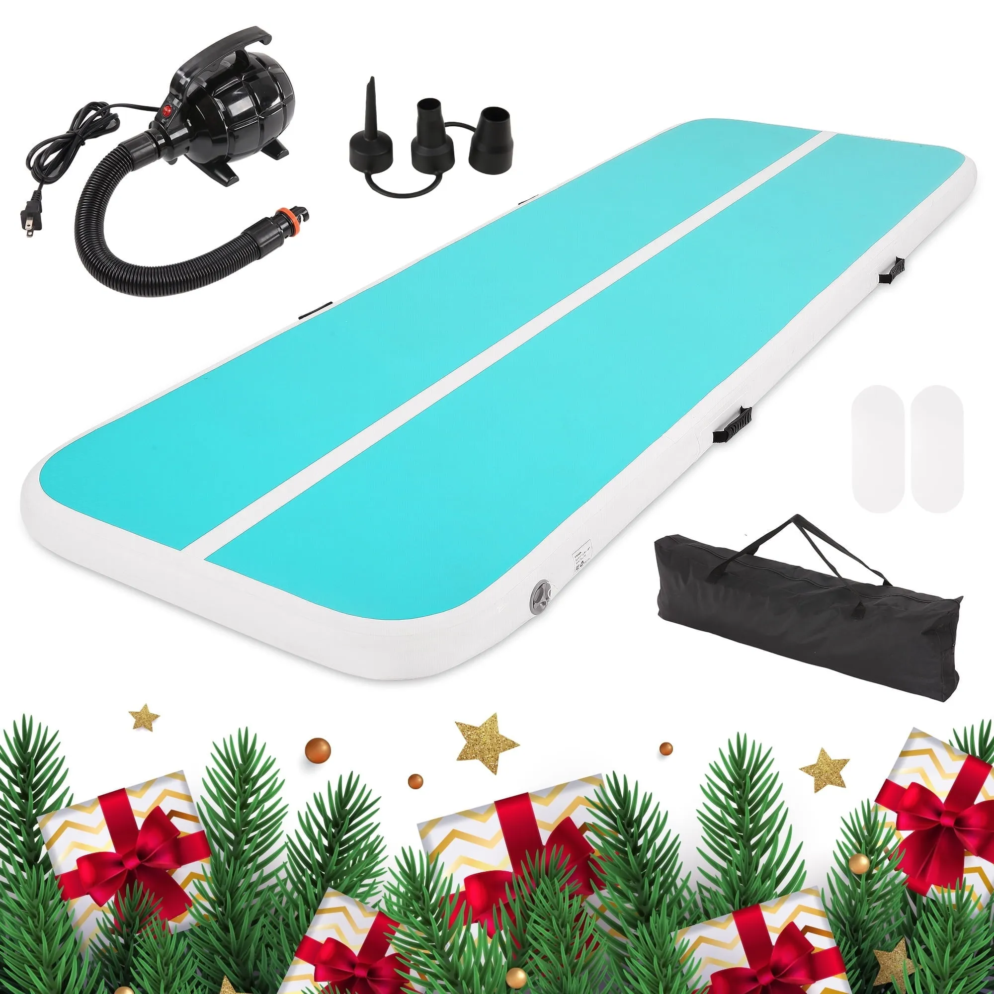 Inflatable Gymnastics Mat 10FT Air Track Tumbling Mat with Air Pump for Home Gym Training Yoga Water Cheerleading