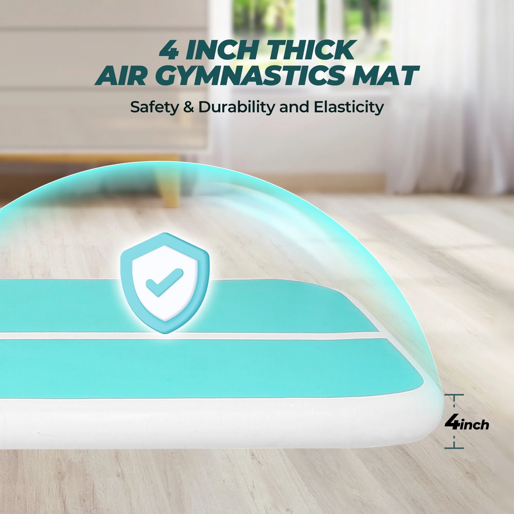 Inflatable Gymnastics Mat 10FT Air Track Tumbling Mat with Air Pump for Home Gym Training Yoga Water Cheerleading