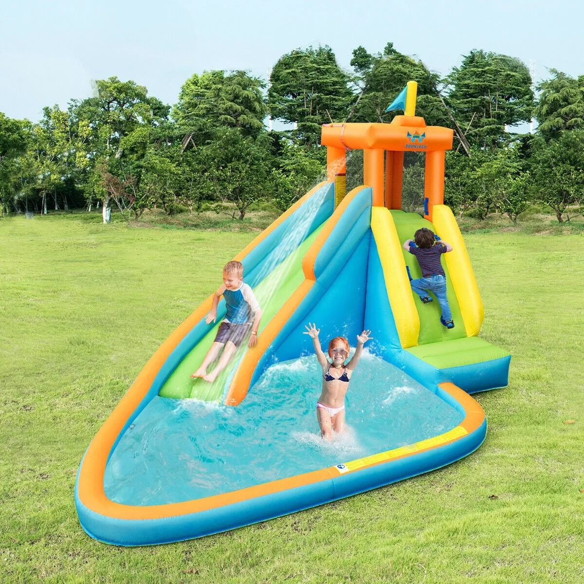 Inflatable Water Slide Kids Bounce House with 740W Blower