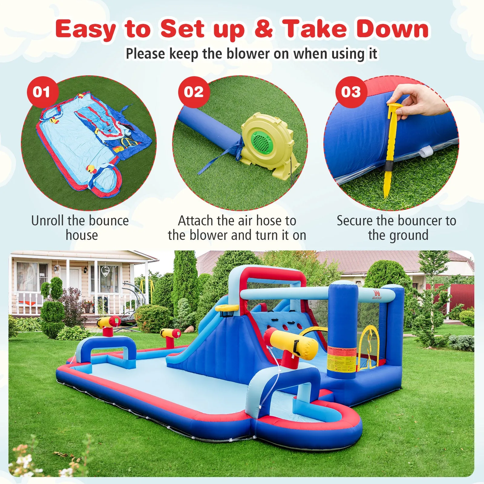 Inflatable Water Slide Park for Kids Backyard Outdoor Fun (without Blower)