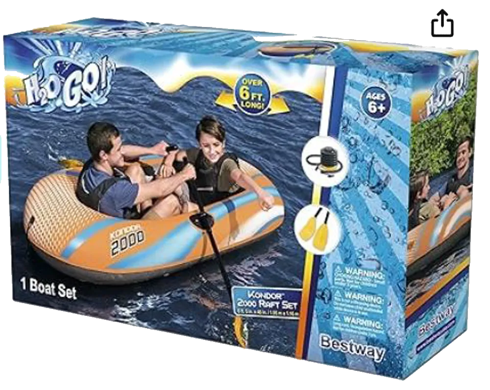 Inflatables and Rafts Bestway 73" X 38" Kondor Adult & Child Raft SET with Oars & Pump