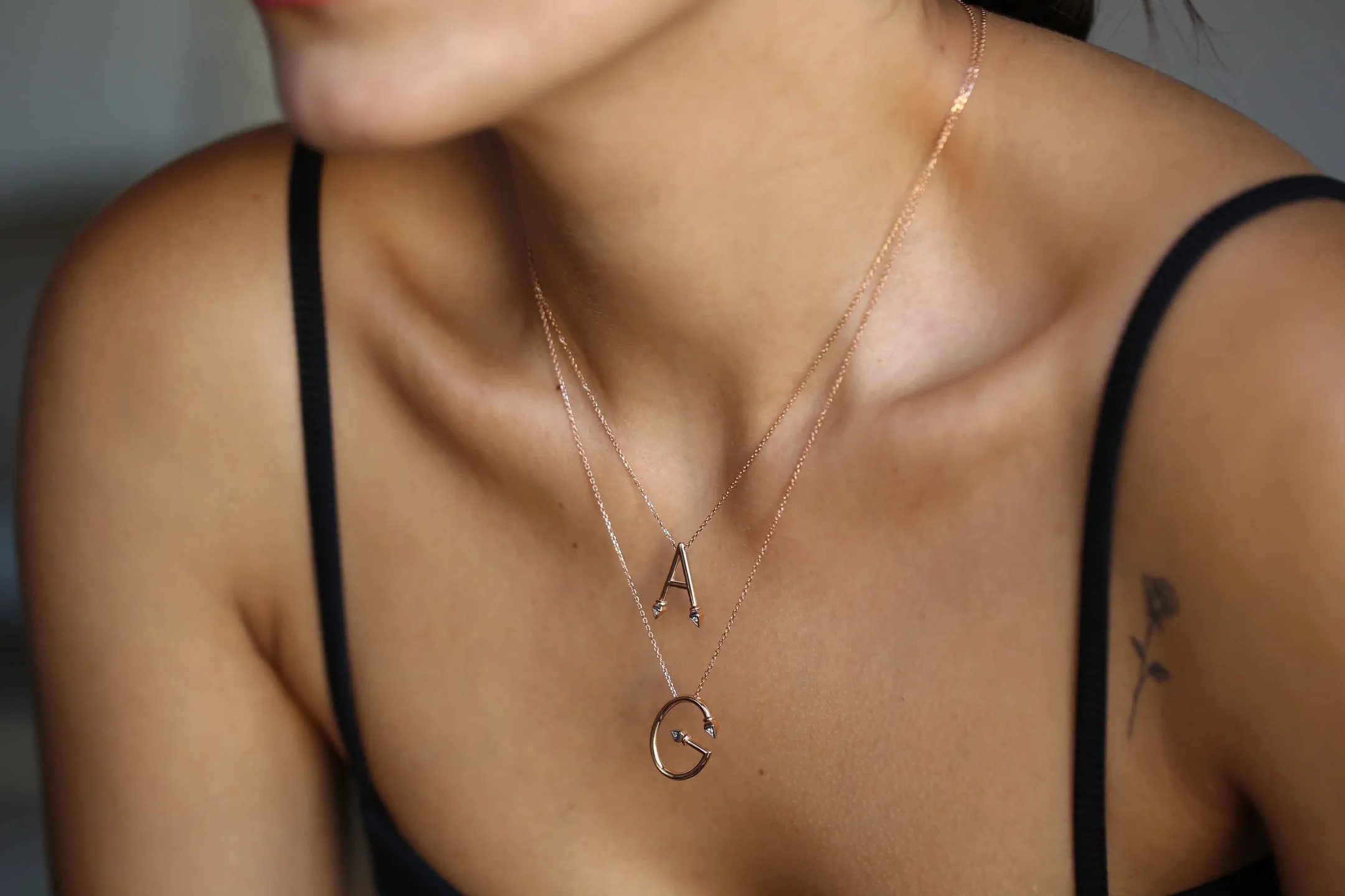 INITIAL DIAMOND GOLD LETTER NECKLACE