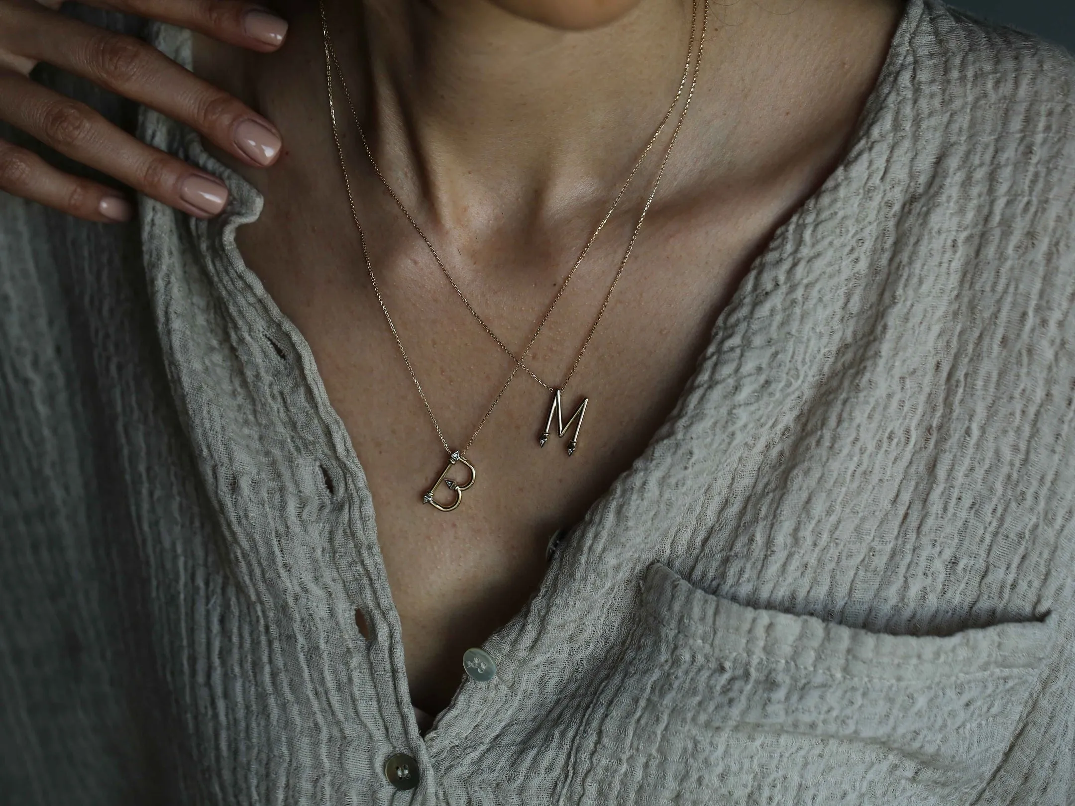 INITIAL DIAMOND GOLD LETTER NECKLACE