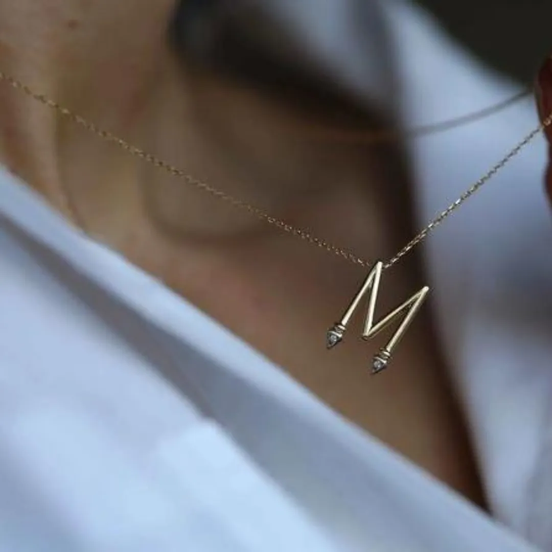 INITIAL DIAMOND GOLD LETTER NECKLACE