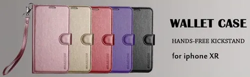 iPhone XR Case, ERAGLOW Luxury PU Leather Wallet Flip Protective Phone Case Cover with Card Slots and kicktand for iPhone XR 6.1"