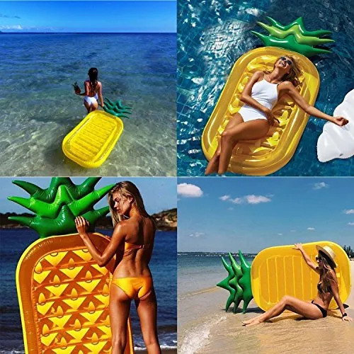 Jasonwell Giant 76" Pineapple Pool Party Float Raft Summer Beach Swimming Pool Inflatable Floatie Lounge Pool Loungers Decorations Toys for Adults & Kids