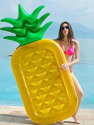 Jasonwell Giant 76" Pineapple Pool Party Float Raft Summer Beach Swimming Pool Inflatable Floatie Lounge Pool Loungers Decorations Toys for Adults & Kids
