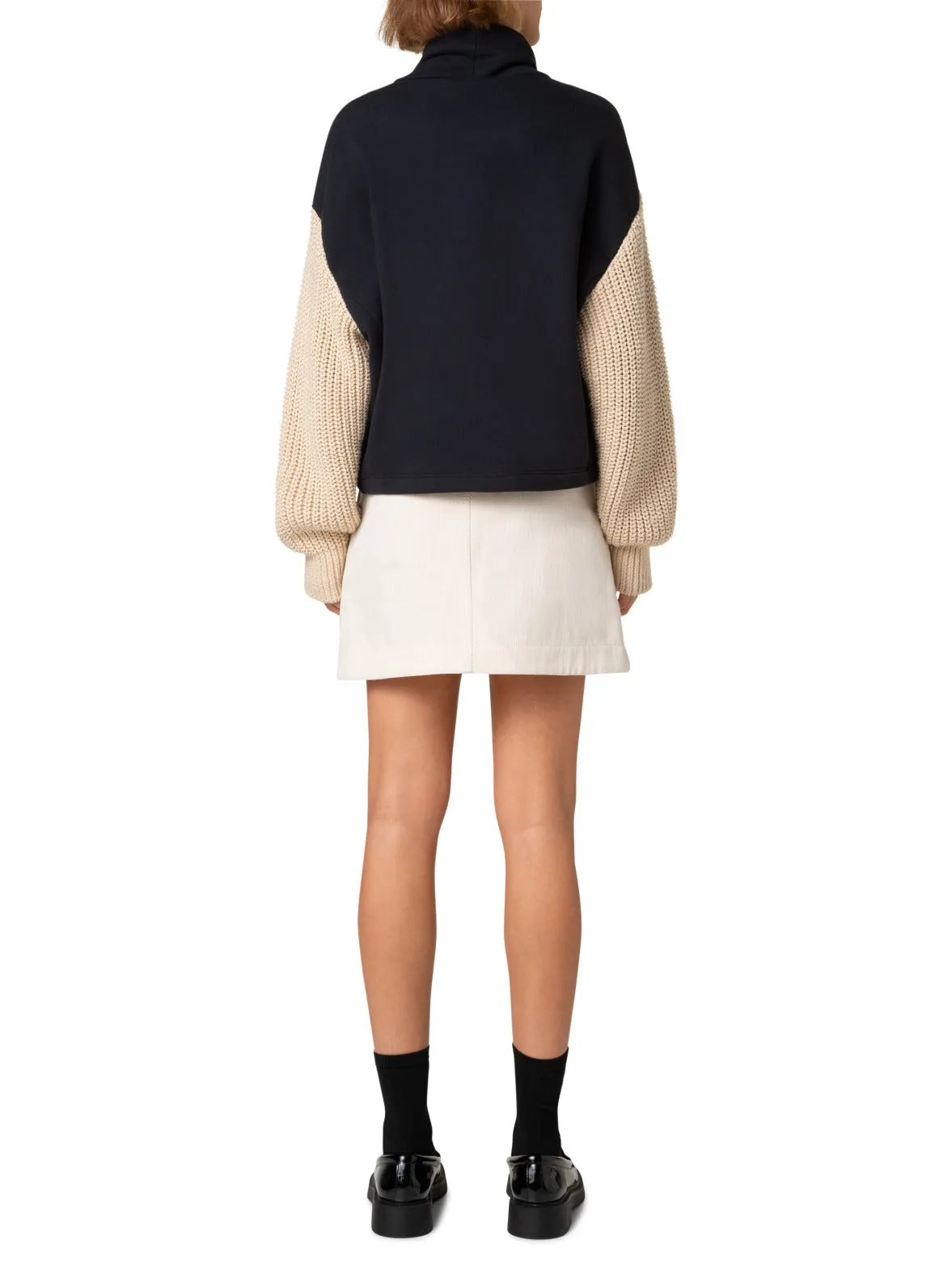 Jersey Hoodie with Knit Sleeves