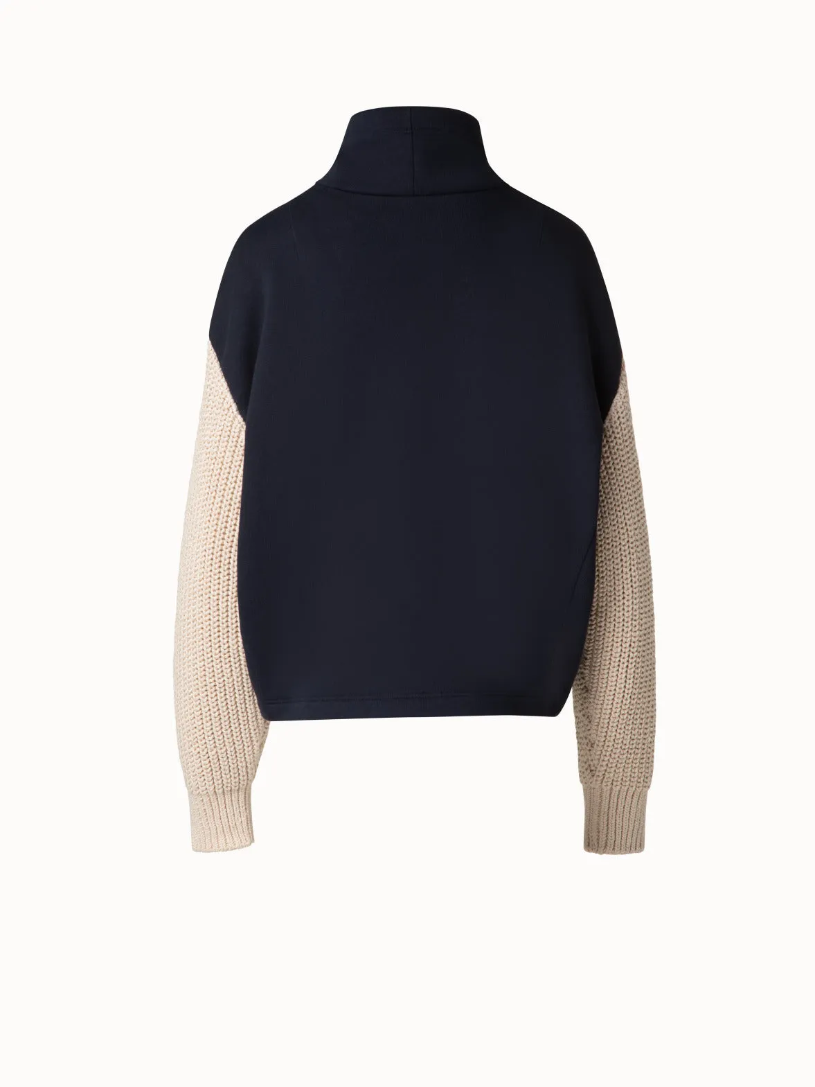Jersey Hoodie with Knit Sleeves