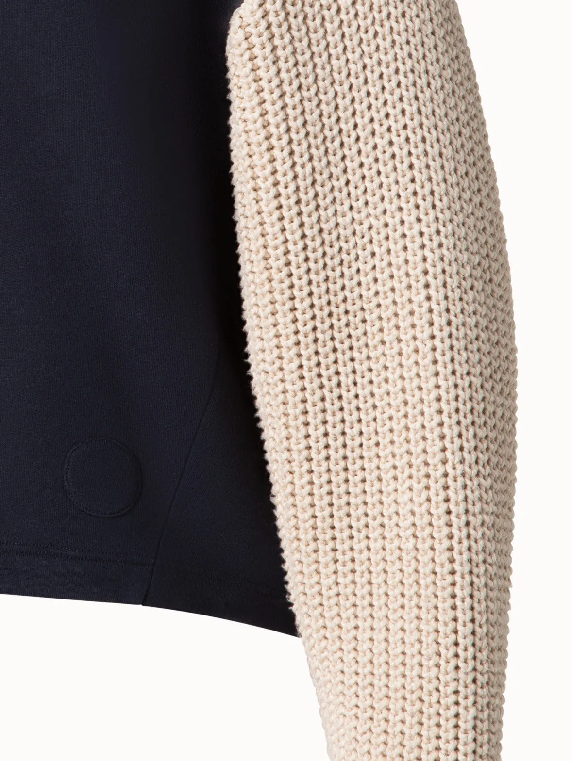 Jersey Hoodie with Knit Sleeves