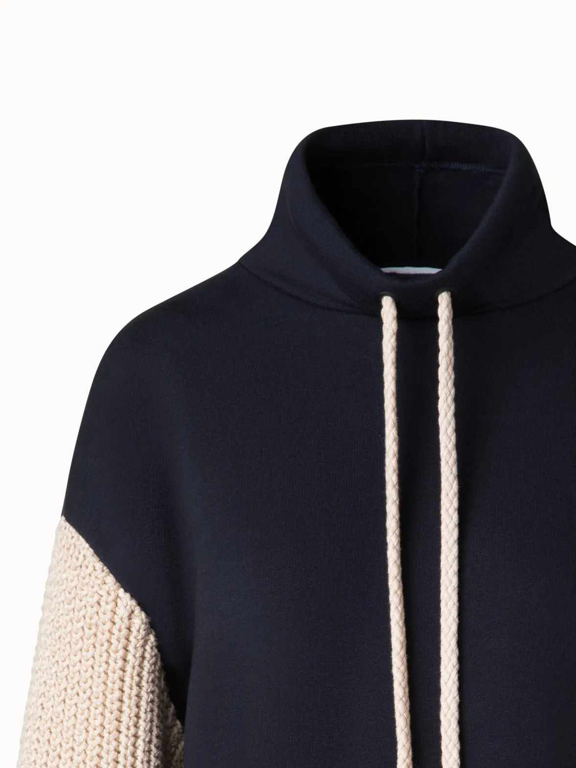 Jersey Hoodie with Knit Sleeves