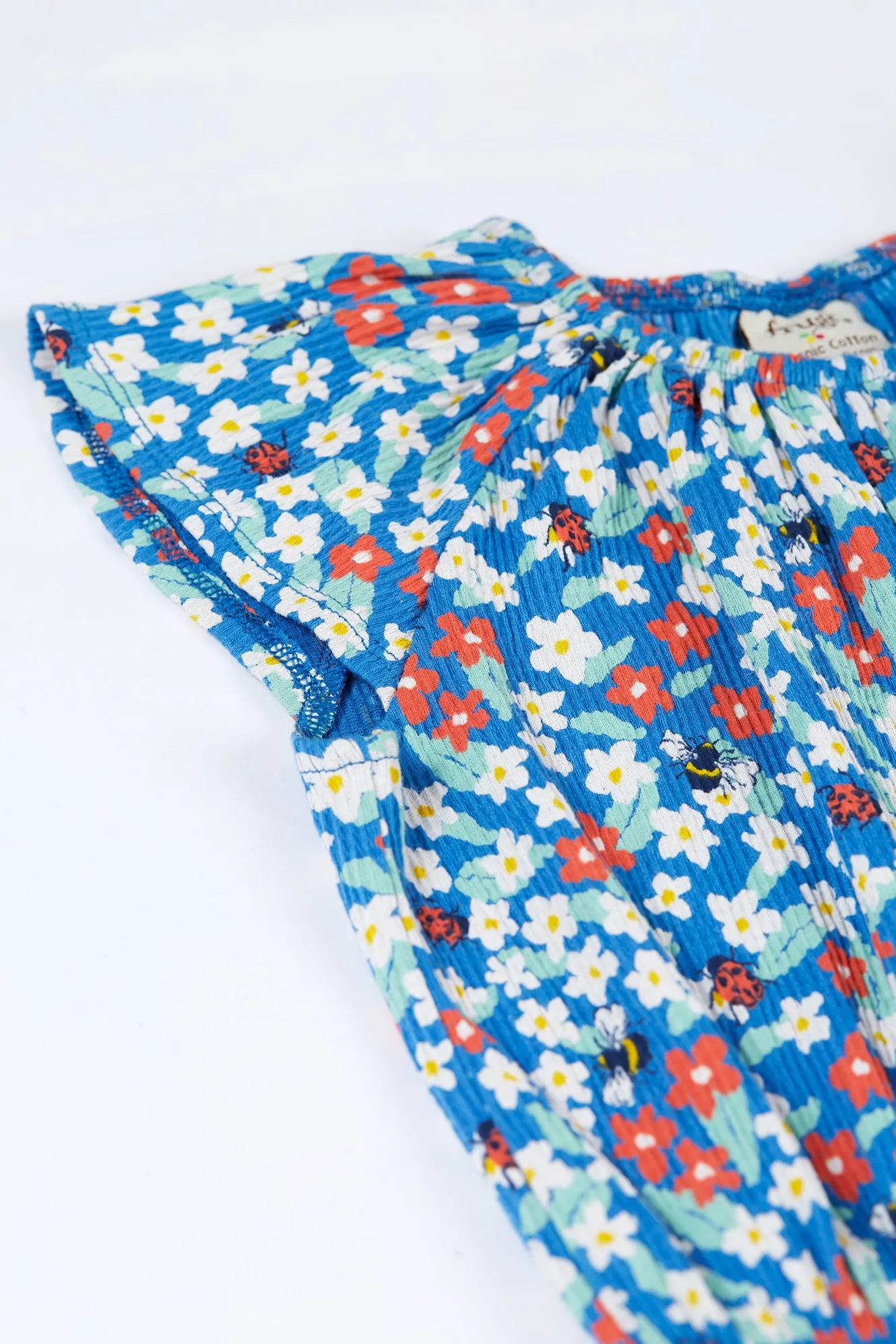Jolee Jumpsuit Blue with Flowers and Bees Frugi Organic Clothing - Kid's Summer Clothing
