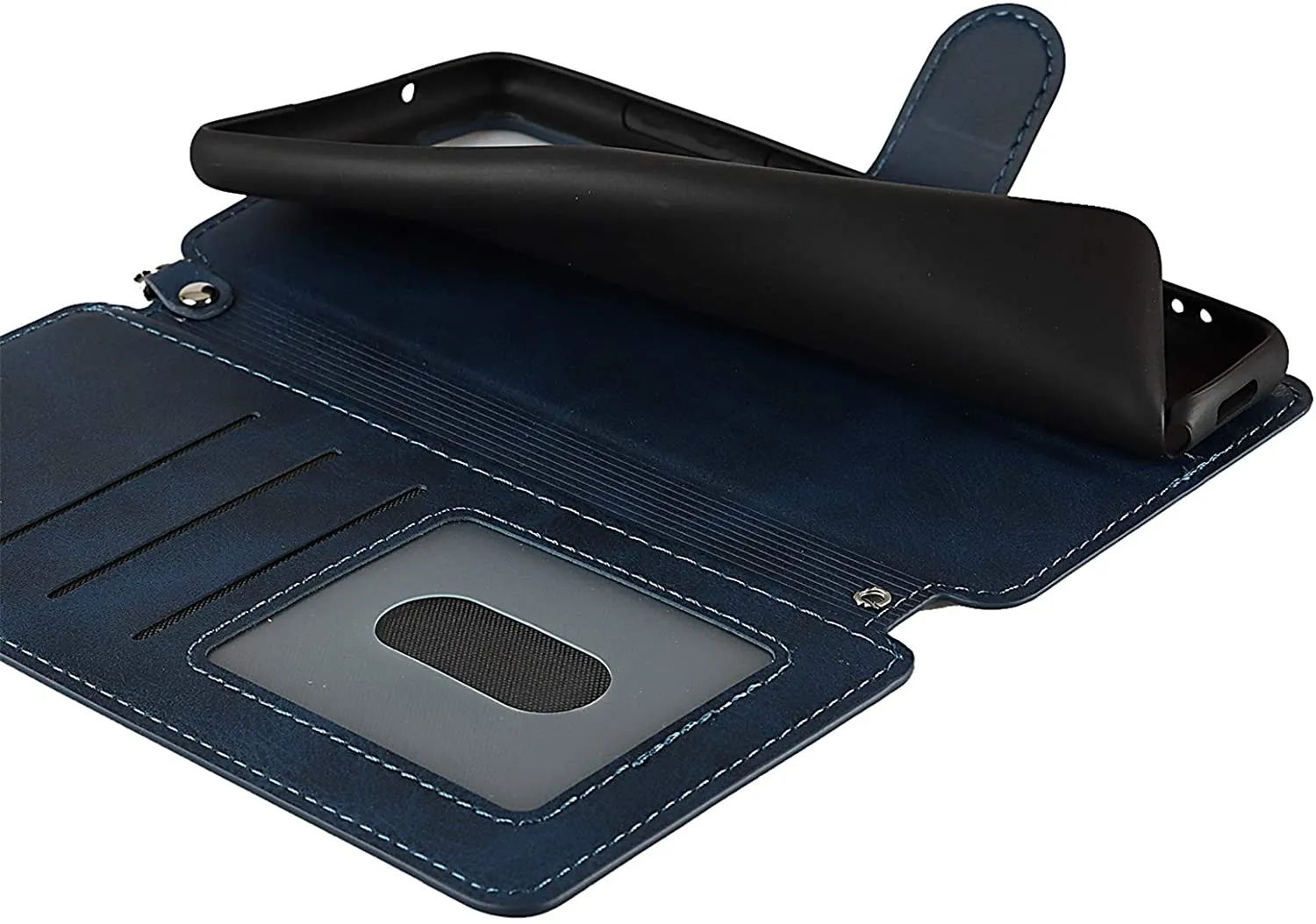 JWS-C Samsung Galaxy S20 FE Wallet Cover with Card Holder Wrist Strap Lanyard PU Leather Case for Women and Men-Samsung Galaxy S20 FE Flip Cell Phone case-Blue