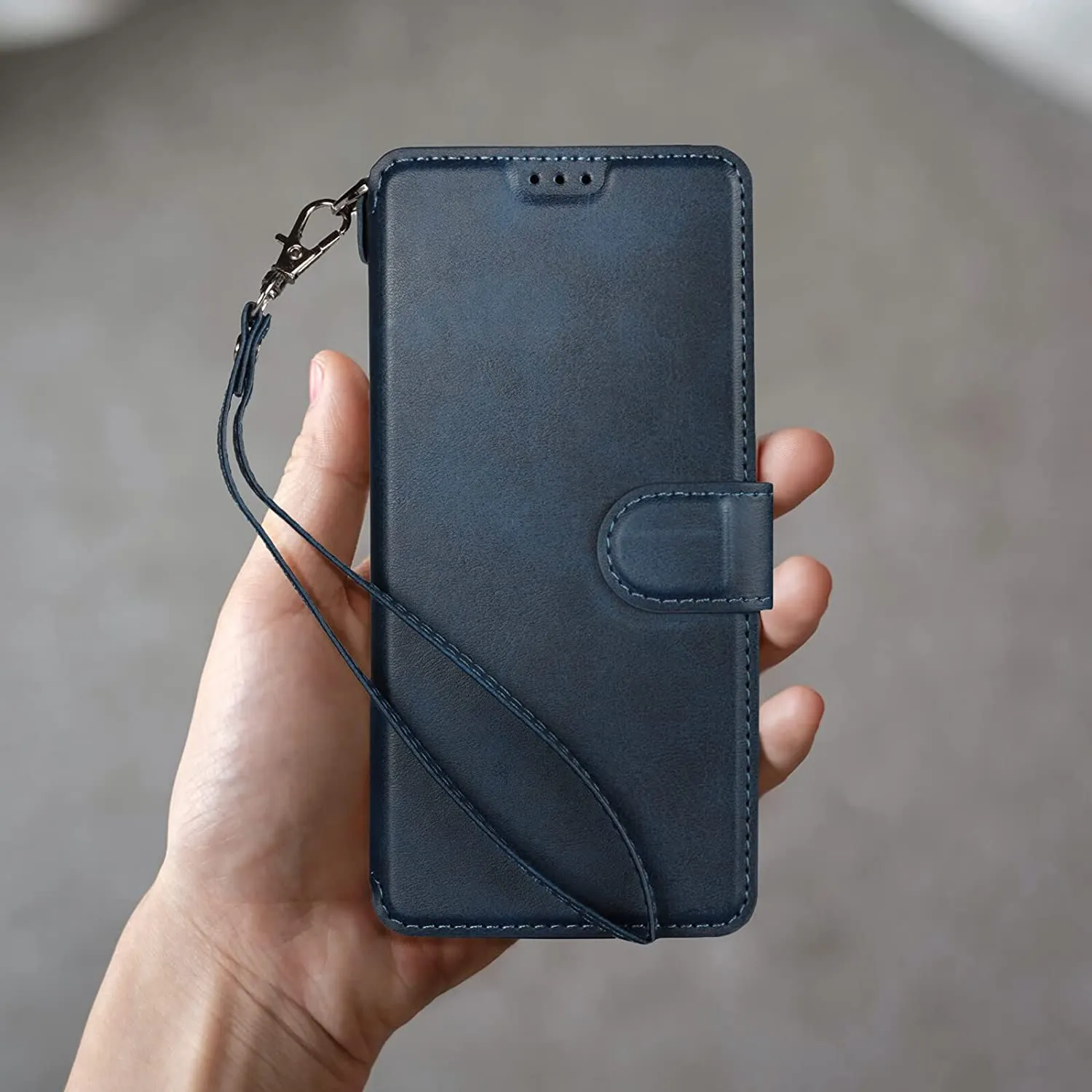 JWS-C Samsung Galaxy S20 FE Wallet Cover with Card Holder Wrist Strap Lanyard PU Leather Case for Women and Men-Samsung Galaxy S20 FE Flip Cell Phone case-Blue