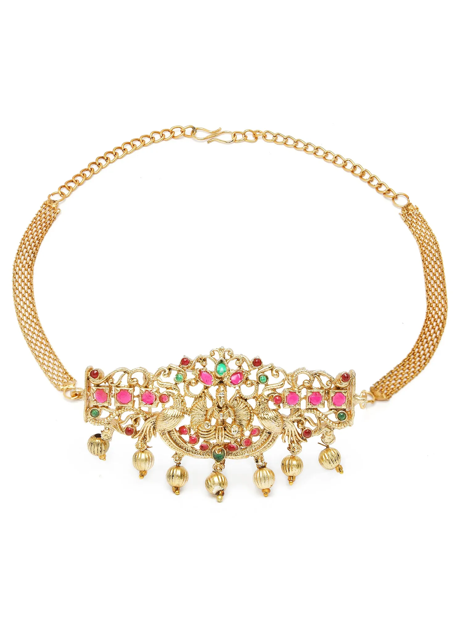 Karatcart Gold Plated Laxmi Mata Design Choker Temple Jewellery Set for Women
