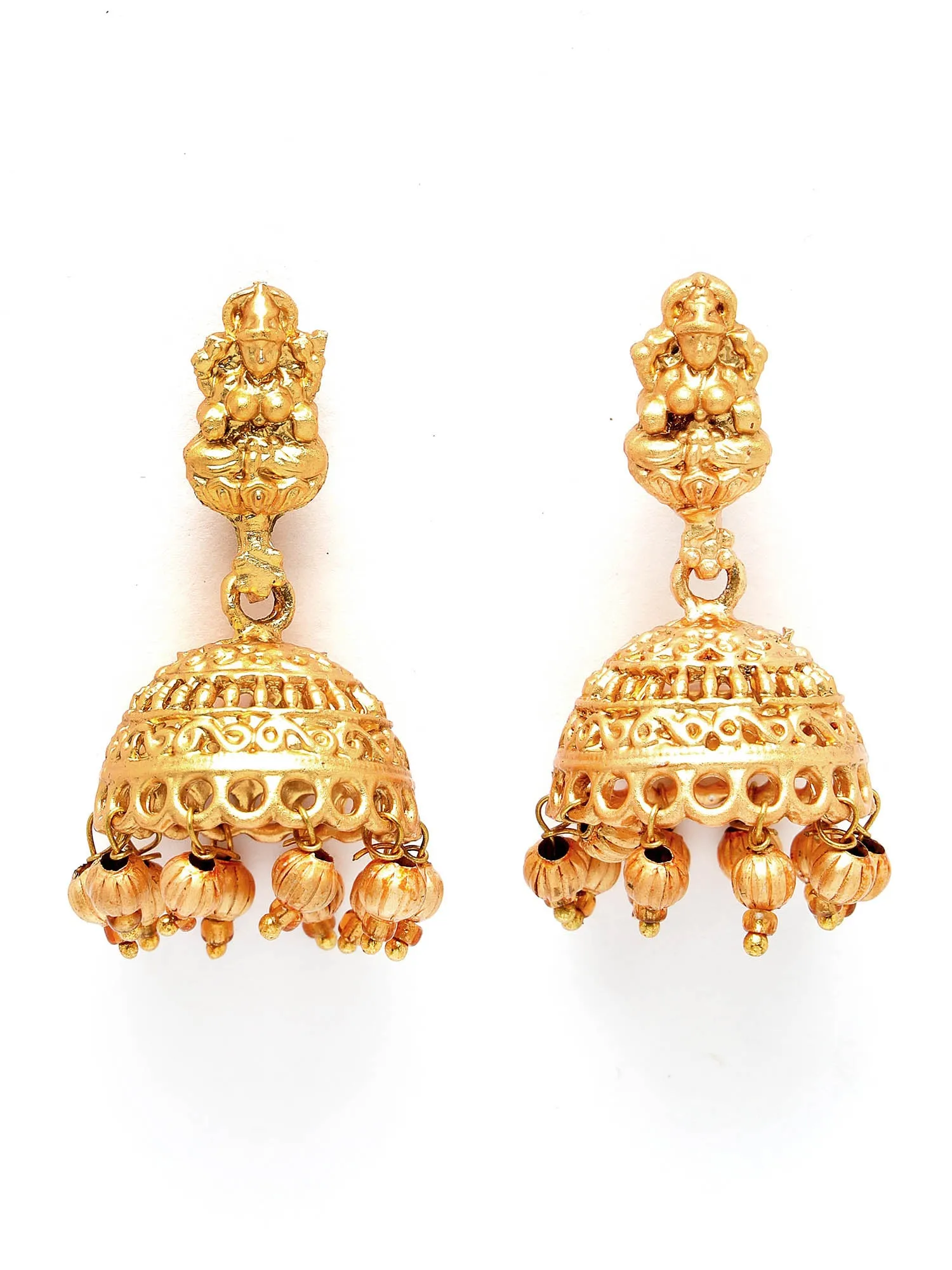 Karatcart Gold Plated Red Stones Classic Laxmi Mata Temple Jewellery Set for Women