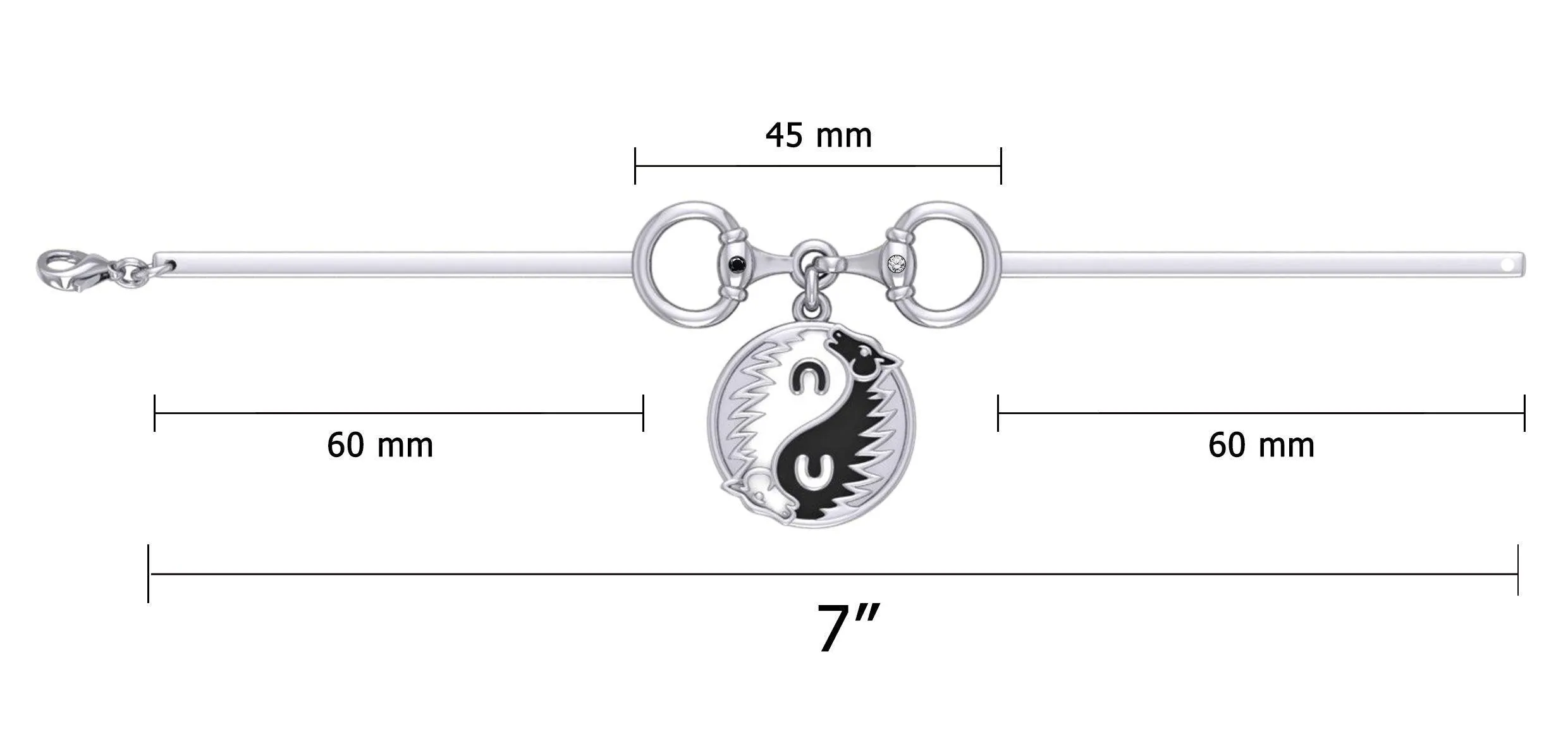 Karen Ryder Yin Yang Horse and Horse Bit Silver Cuff Bracelet TBA289