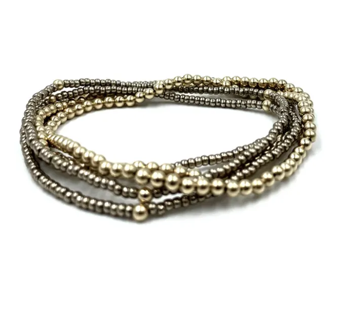 Karma 14K Gold Filled and Bronze 5 Stack Bracelet