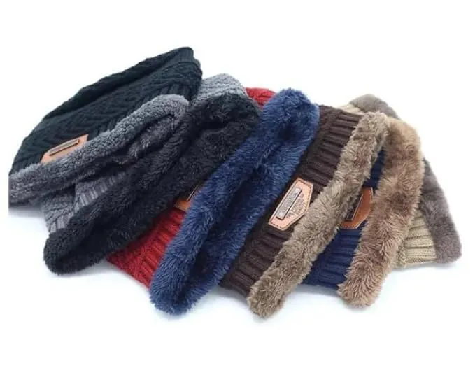 Kids Winter Beanie Hats Scarf Thick Warm Slouchy Beanies Hat Knit Skull Cap Neck Warmer for Boy & Girls | Wool Beanie Cap With Neck Muffler