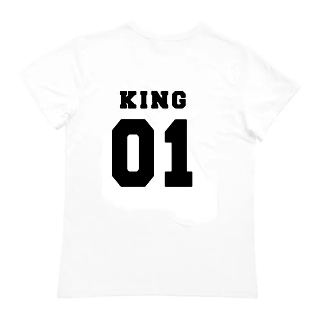 KING QUEEN Crown Printed Black White T shirts Summer Casual O-neck Short Sleeve Tees Couple Lovers tshirt