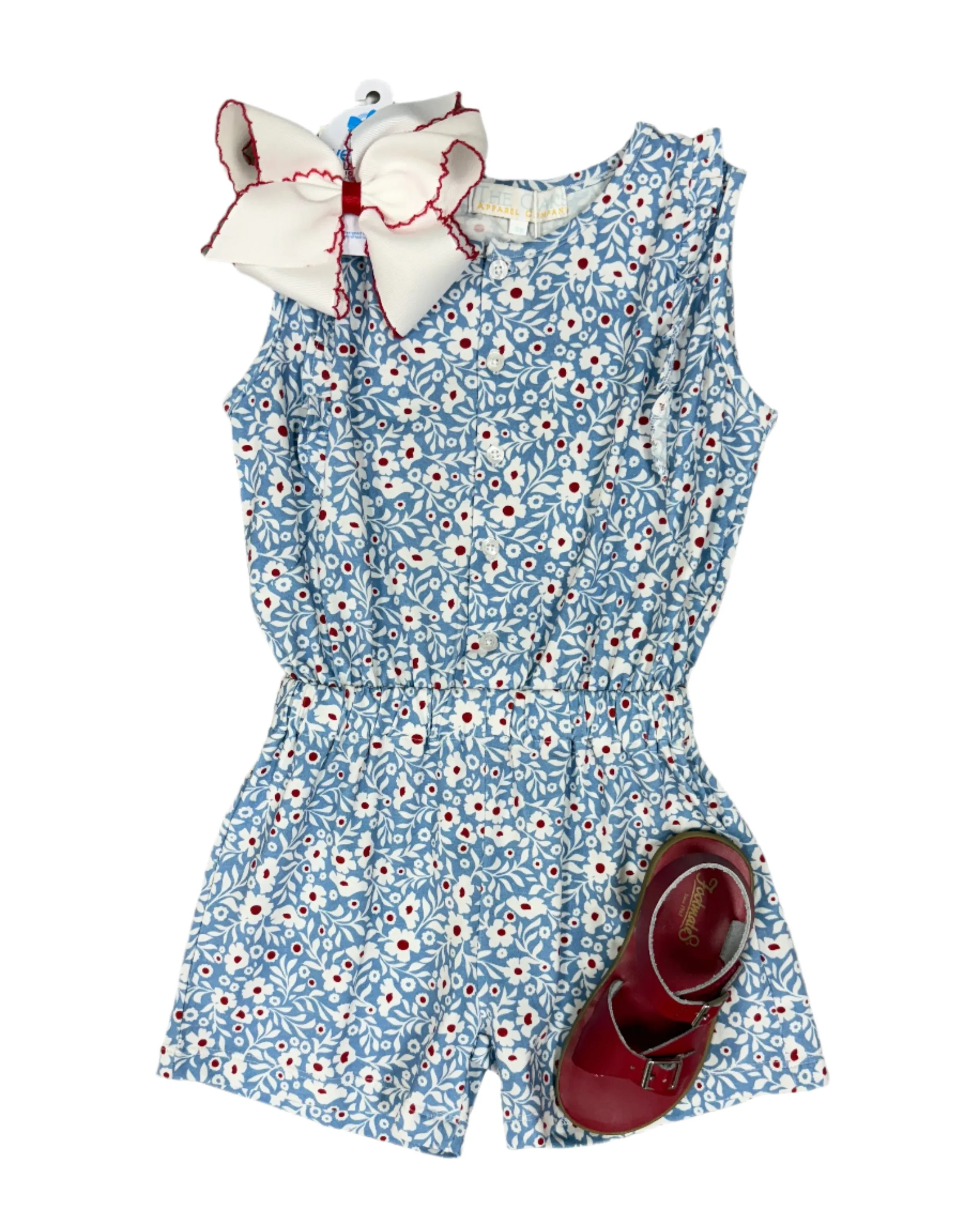 Kinsley Romper - Red White Blue Floral