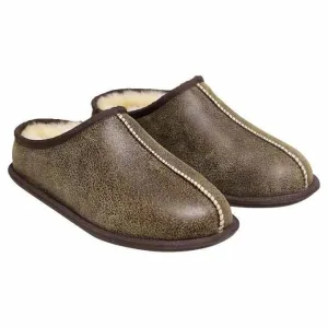 Kirkland Signature Men's Chocolate Bomber Shearling Clog Slippers
