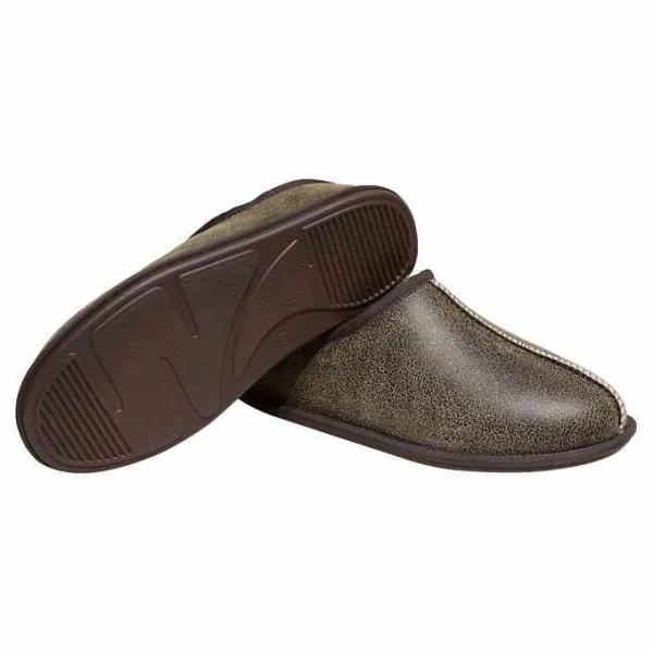 Kirkland Signature Men's Chocolate Bomber Shearling Clog Slippers