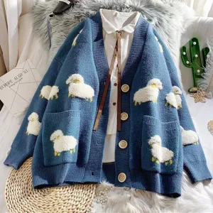 Knit Female Cardigan Loose Streetwear Knit Sweater Coat