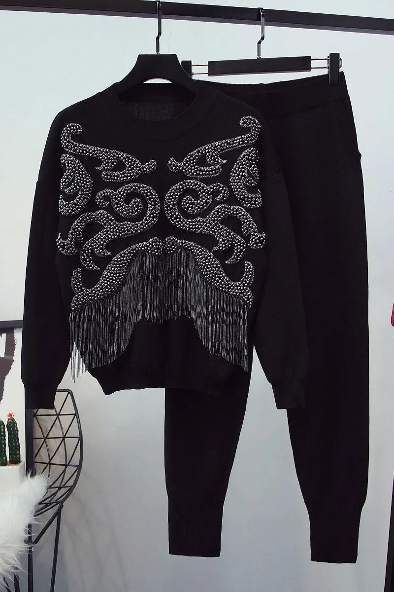 Knitted Tracksuit Sweatshirts Casual Suit